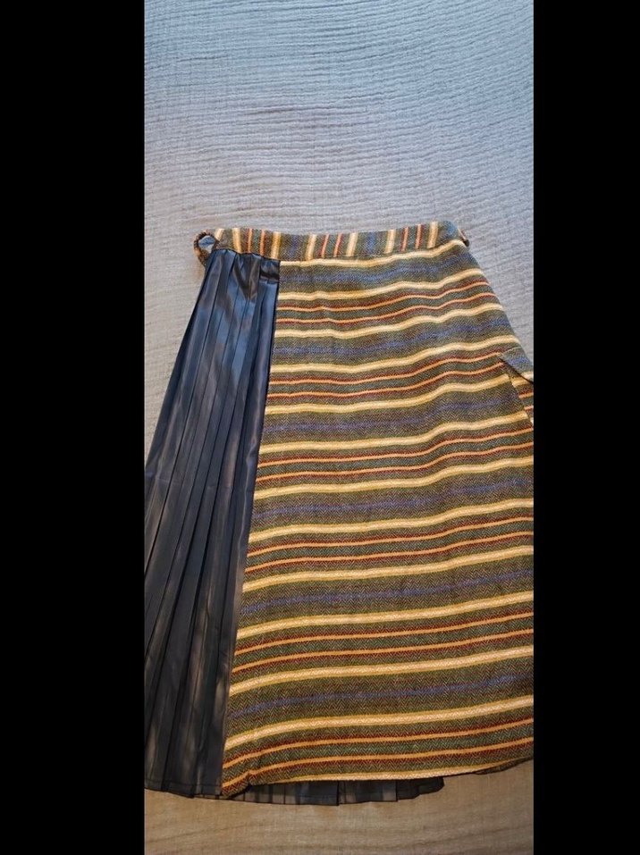 Gri Pilili Midi Triko Etek - Görsel 4