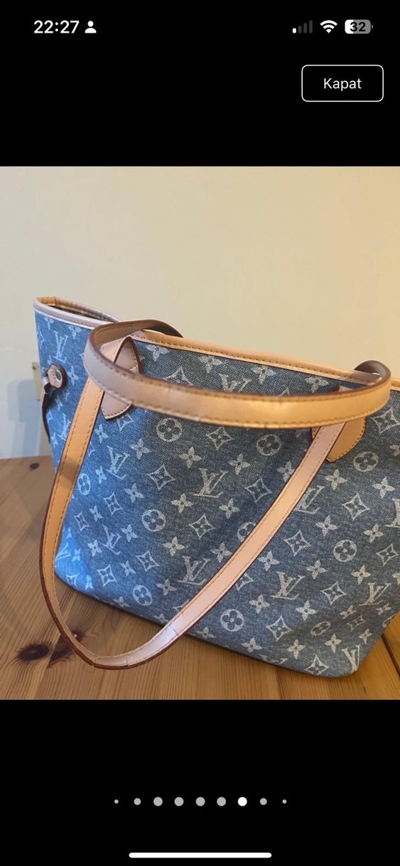 Louis Vuitton Gri Denim Kadın Omuz Çantası - Görsel 4