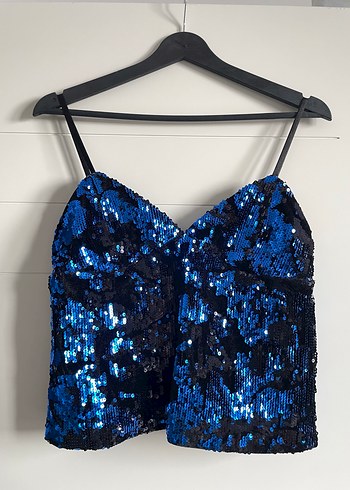 Zara Mavi Payetli Mini