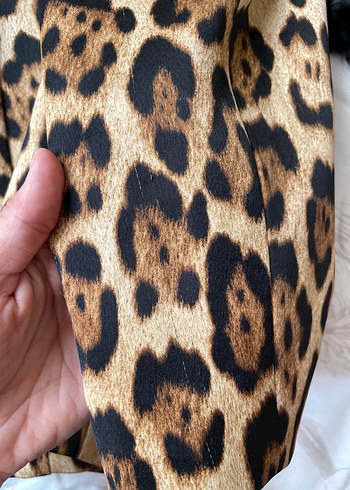 Mango Kahverengi Leopar Desenli Kadın Blazer Mango