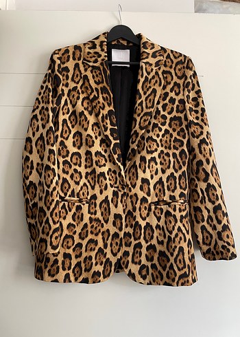 Kahverengi Leopar Desenli Kadın Blazer Mango