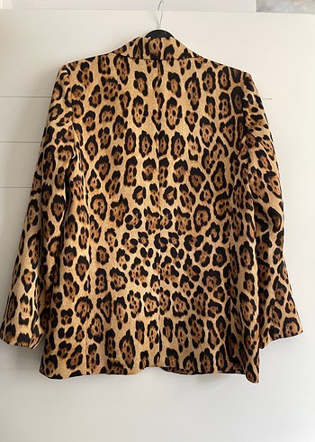 s Beden Kahverengi Leopar Desenli Kadın Blazer Mango