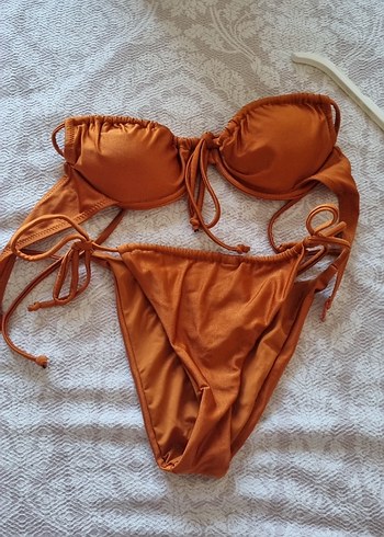 Parlak Kahverengi Bohem Bikini Takımı