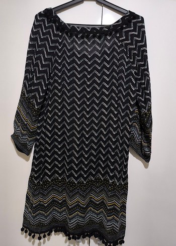 Bohem Siyah V Yaka Uzun Kollu Tunik - Görsel 5