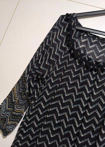 Bohem Siyah V Yaka Uzun Kollu Tunik - Görsel 8