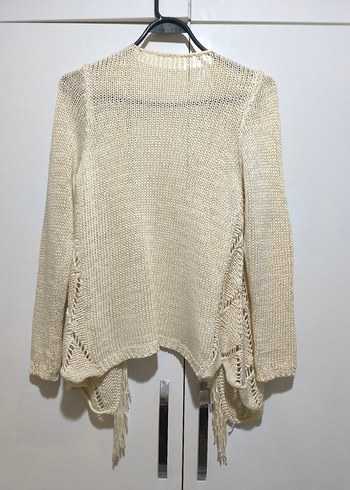 Bej Kadın Örgü Salaş Hırka - Görsel 5