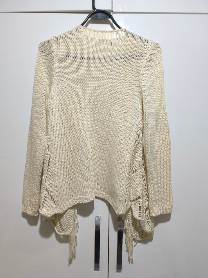 Bej Kadın Örgü Salaş Hırka - Görsel 5