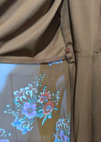 Uzun Kollu Çiçekli Bohem Midi Elbise - Görsel 5