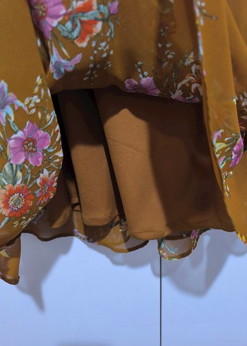 Uzun Kollu Çiçekli Bohem Midi Elbise - Görsel 7