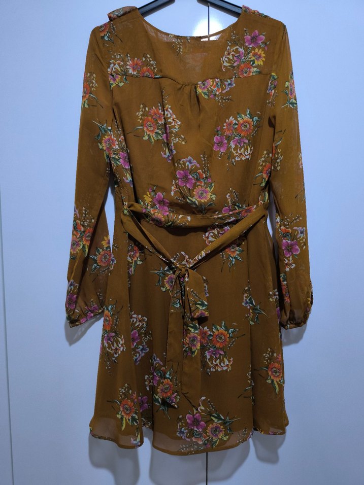 Uzun Kollu Çiçekli Bohem Midi Elbise - Görsel 3