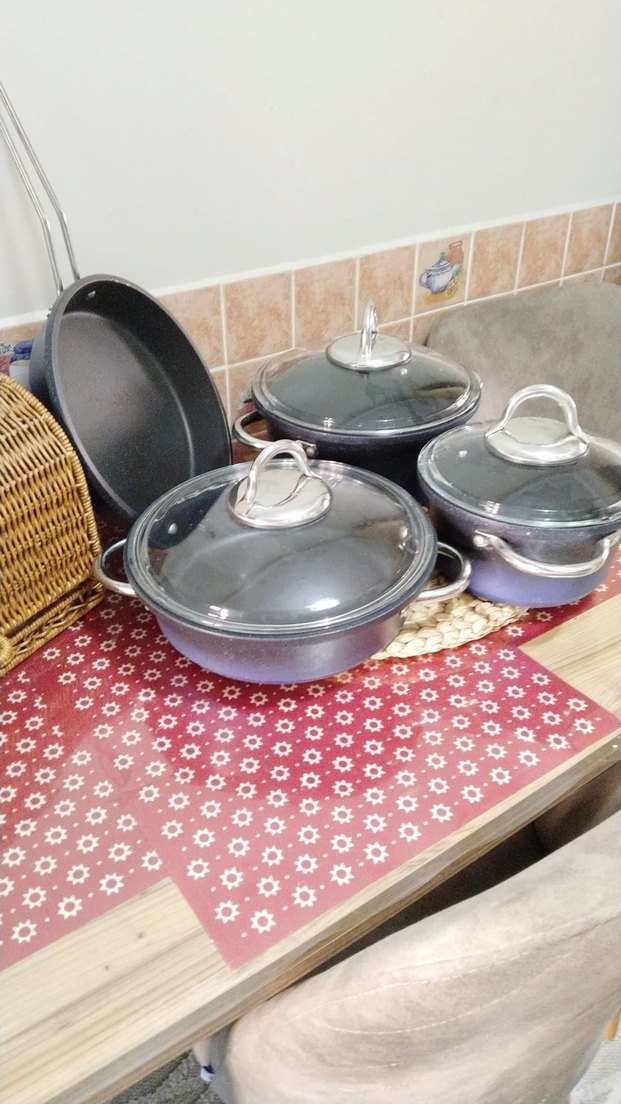 Cam Kapaklı mavi Tencere ve Tava Seti - Görsel 3