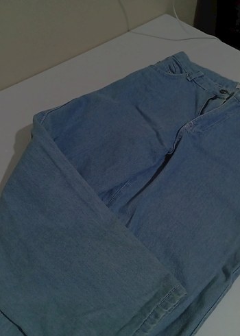 Diğer Düğmeli Gri Kadın Bol Kesim Denim Pantolon