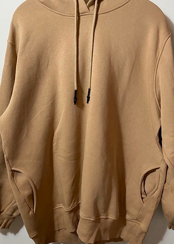 Bej Kapüşonlu Kadın/Erkek Sweatshirt