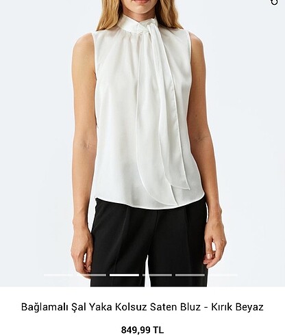 KOTON Şal yaka kolsuz saten bluz