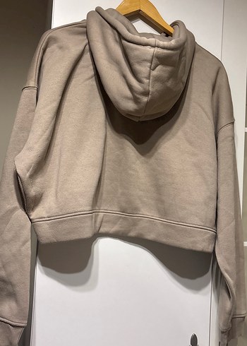 Zara Bej Kapüşonlu Yumuşak Kumaş Sweatshirt - Görsel 3