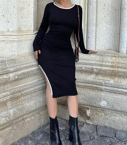 diğer Beden Biyeli günlük yırtmaçlı kaşkorse elbise 0 hiç giyilmedi