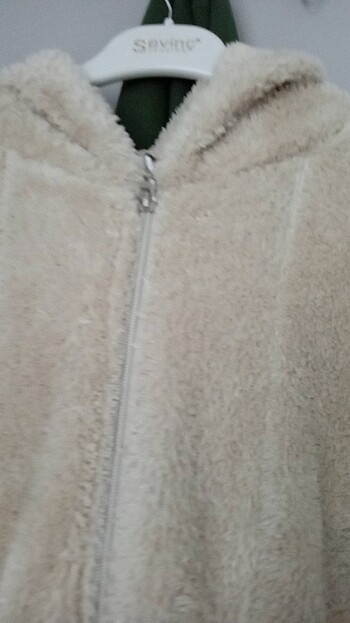 Diğer Peluş sıfır ekru fermuarlı pofuduk standart beden mont