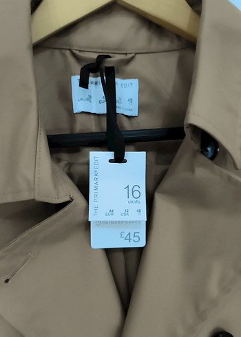 44 Beden camel Renk Kemerli Camel Uzun Kadın Primark Trençkot