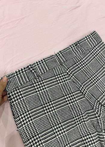 Gri Pilili Midi Kumaş Kadın Pantolon - Görsel 4