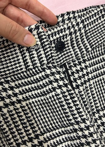 Gri Pilili Midi Kumaş Kadın Pantolon - Görsel 3