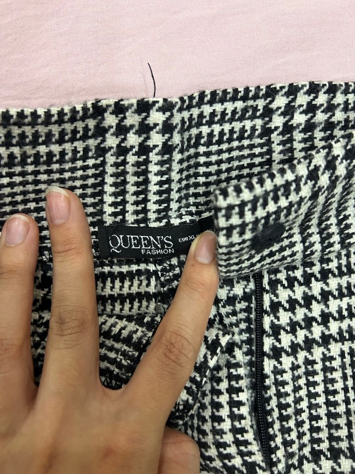 Gri Pilili Midi Kumaş Kadın Pantolon - Görsel 2