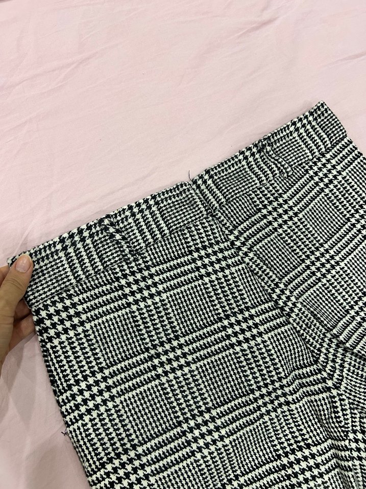 Gri Pilili Midi Kumaş Kadın Pantolon - Görsel 4