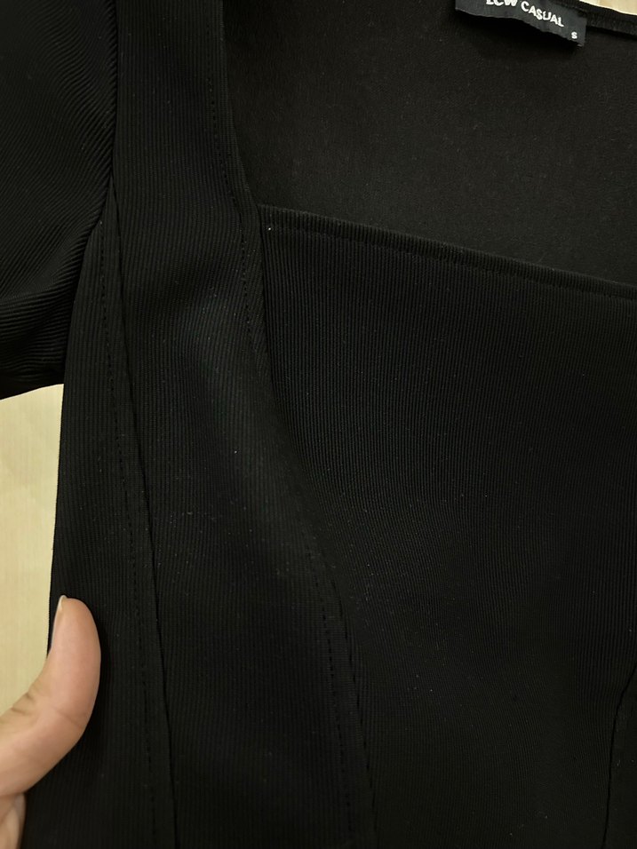 Siyah Kısa Kol Mini Kadın Bluz - Görsel 3