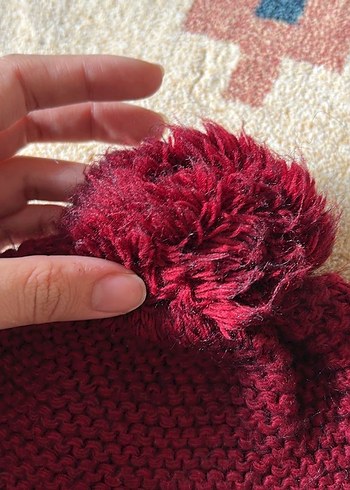 Bordo Örgü Kadın Bere 2 adet - Görsel 3