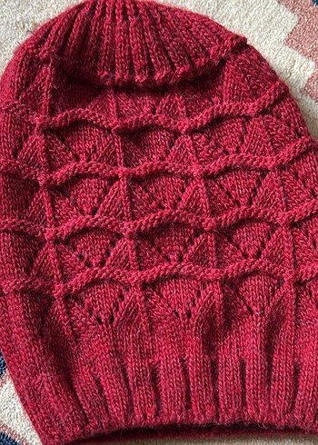 Bordo Örgü Kadın Bere 2 adet - Görsel 4