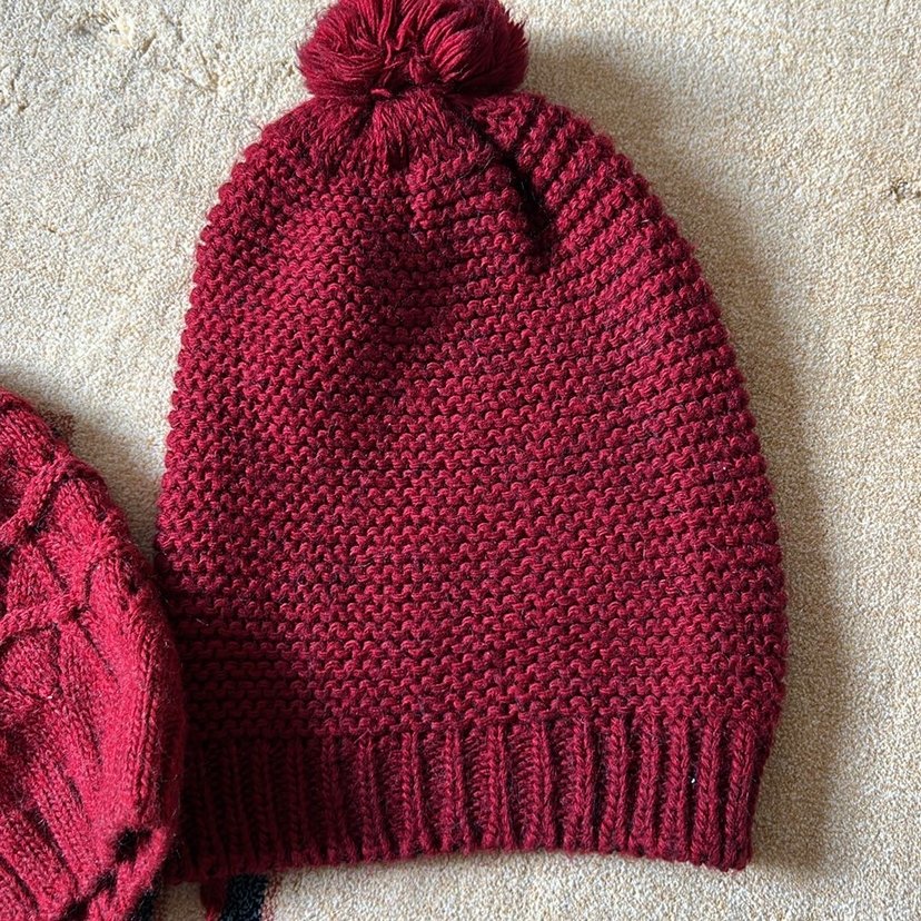 Bordo Örgü Kadın Bere 2 adet - Görsel 2