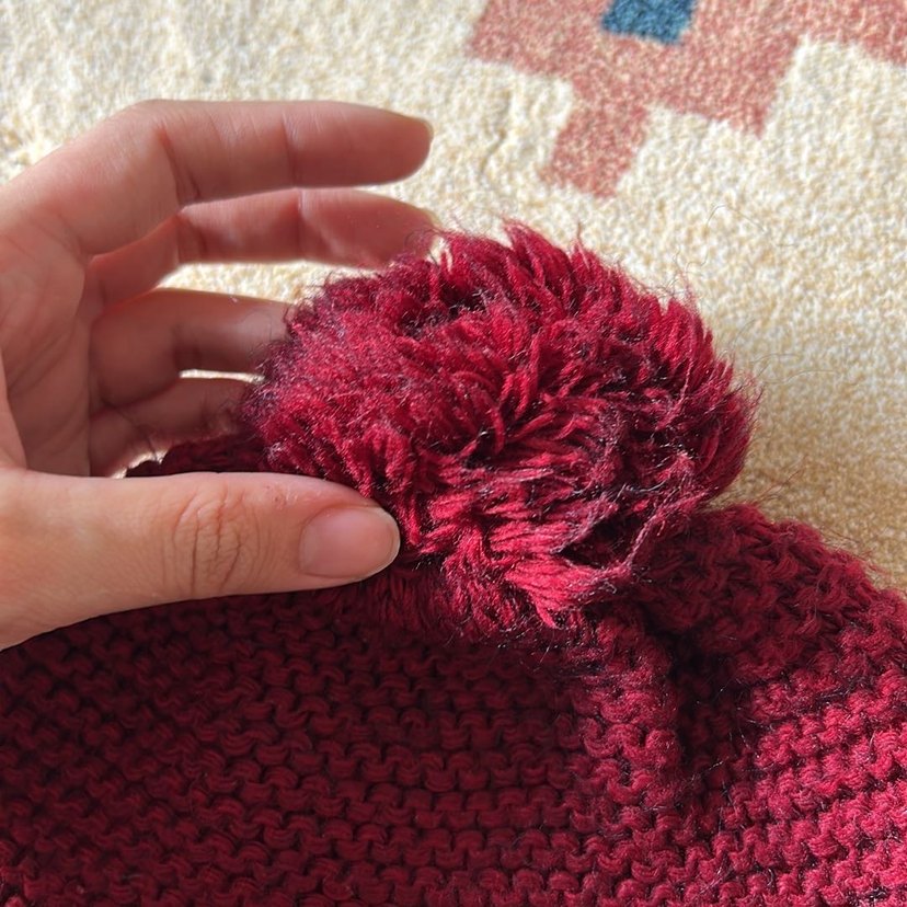 Bordo Örgü Kadın Bere 2 adet - Görsel 3