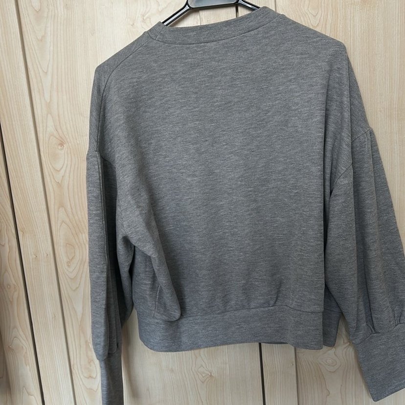 Gri Kadın Keten Sweatshirt - Görsel 4