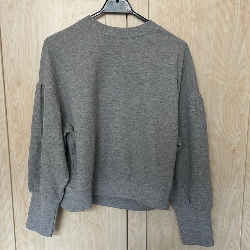 Gri Kadın Keten Sweatshirt - Görsel 2