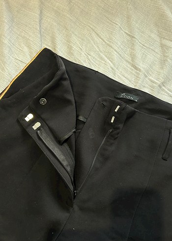 Siyah Midi Kadın Kumaş Pantolon - Görsel 3