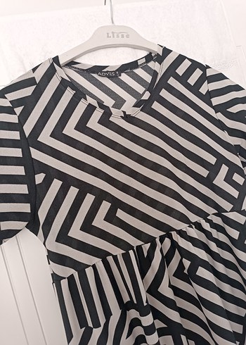 40 Beden Zebra Desenli Bohem kisa Elbise