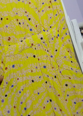 Sarı Tie-Dye Salaş Pilili Kadın Pantolon - Görsel 4