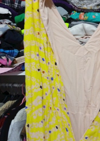 Sarı Tie-Dye Salaş Pilili Kadın Pantolon - Görsel 6