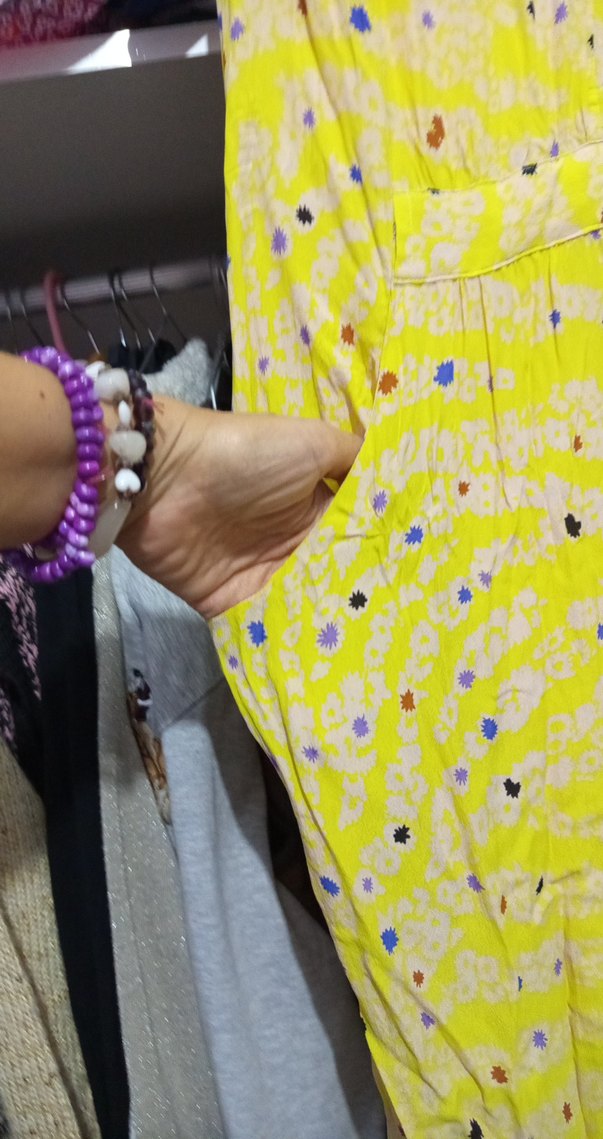 Sarı Tie-Dye Salaş Pilili Kadın Pantolon - Görsel 3