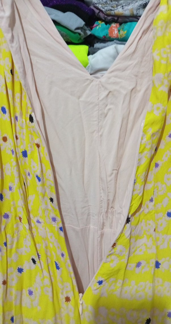 Sarı Tie-Dye Salaş Pilili Kadın Pantolon - Görsel 5