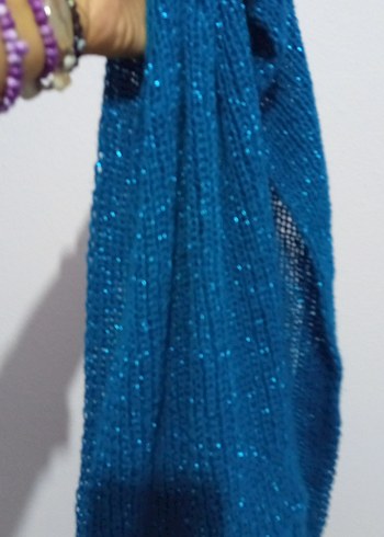 Mavi Örgü boyunluk - Görsel 5