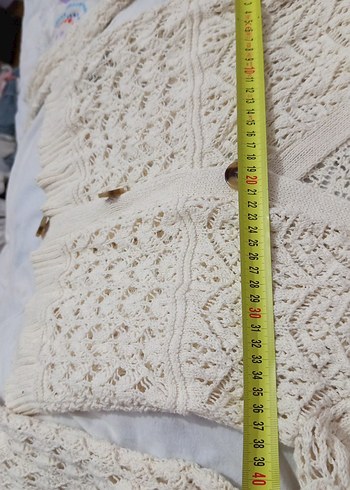 Beyaz Örgü Bohem Hırka - Görsel 9