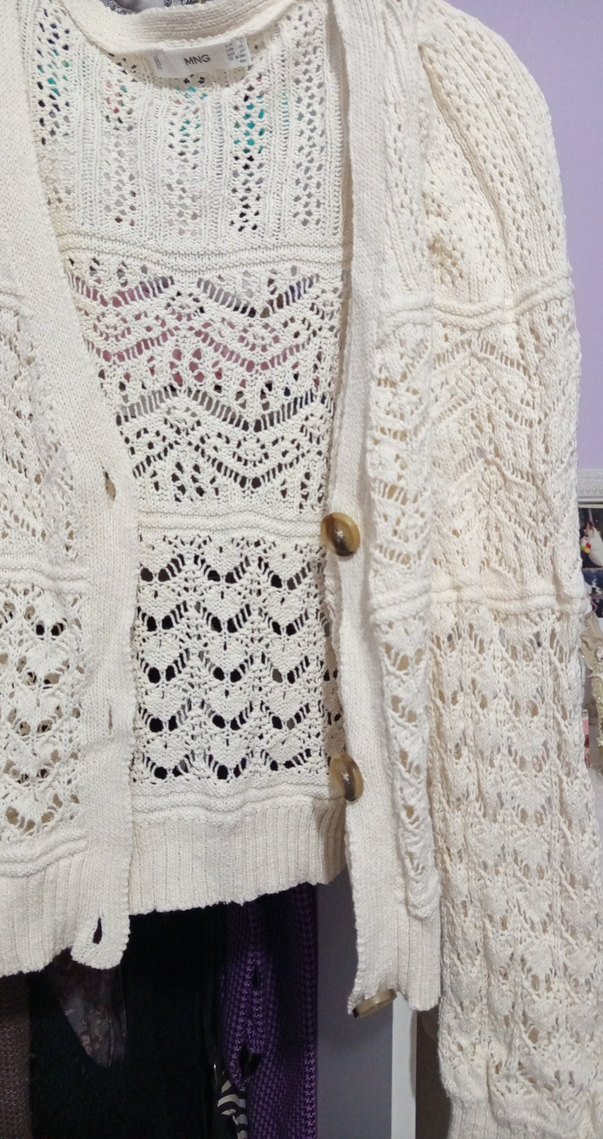 Beyaz Örgü Bohem Hırka - Görsel 2