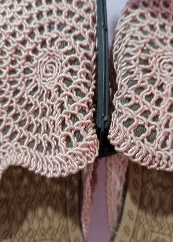 Pembe Dantel Detaylı Bohem Kadın Terlik - Görsel 2