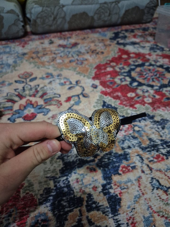 Boncuklu Çok Renkli Kelebek Taç - Görsel 3