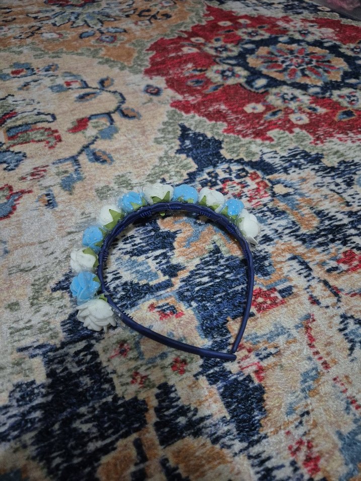 Renkli Fırfırlı Bohem Plastik Çiçekli Taç - Görsel 2