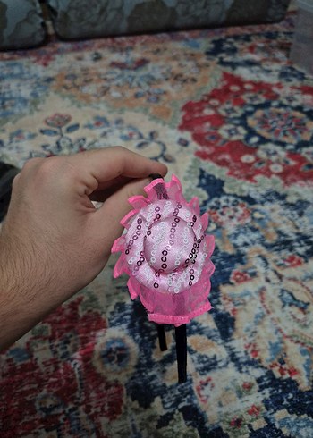 Pembe Fırfırlı Bağlama Desenli Çocuk Taç - Görsel 3