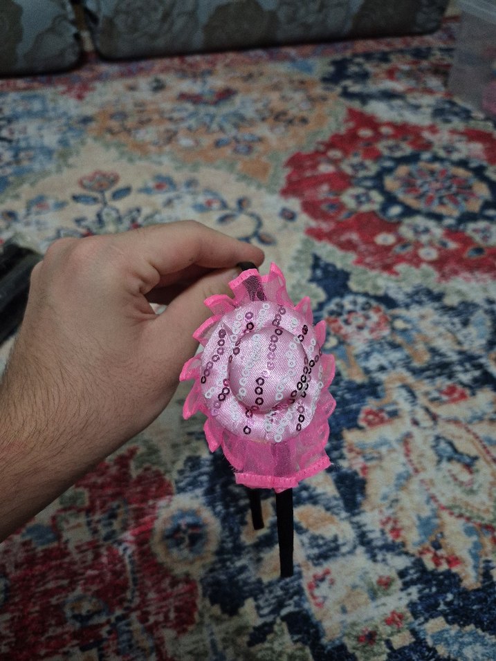 Pembe Fırfırlı Bağlama Desenli Çocuk Taç - Görsel 3