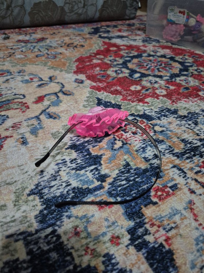 Pembe Fırfırlı Bağlama Desenli Çocuk Taç - Görsel 2