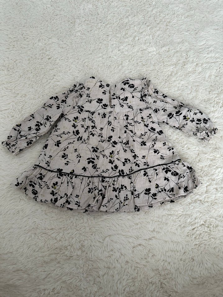 Zara Uzun Kollu Çiçek Desenli Bohem Kız elbise 9-12 ay - Görsel 2