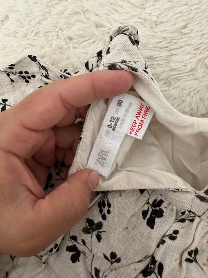 Zara Uzun Kollu Çiçek Desenli Bohem Kız elbise 9-12 ay - Görsel 3